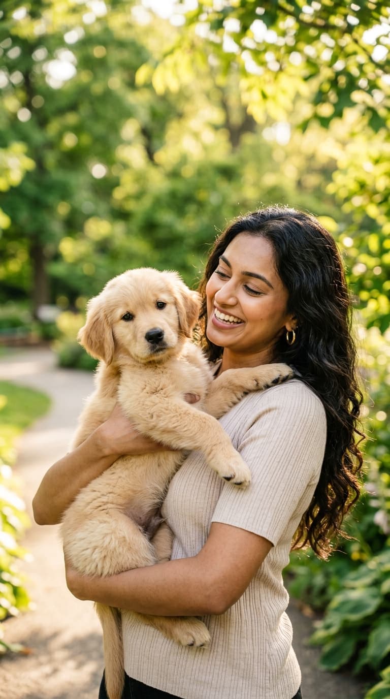 Founder with puppy